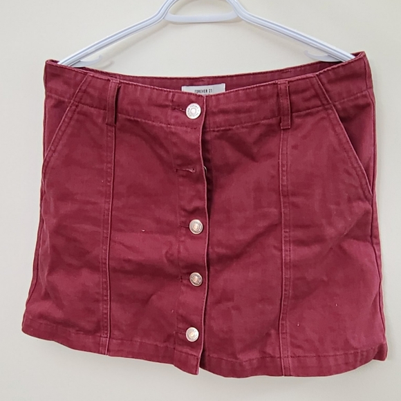 Pink denim skirt